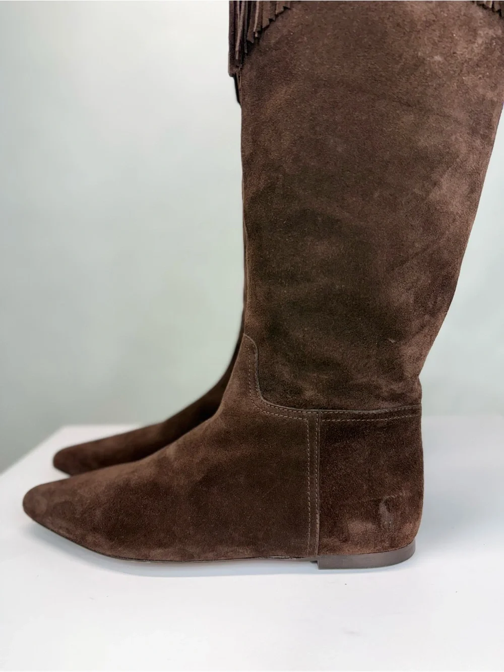 New Polo Ralph Lauren Fringe-Trim Suede Boot Knee High Sz 7